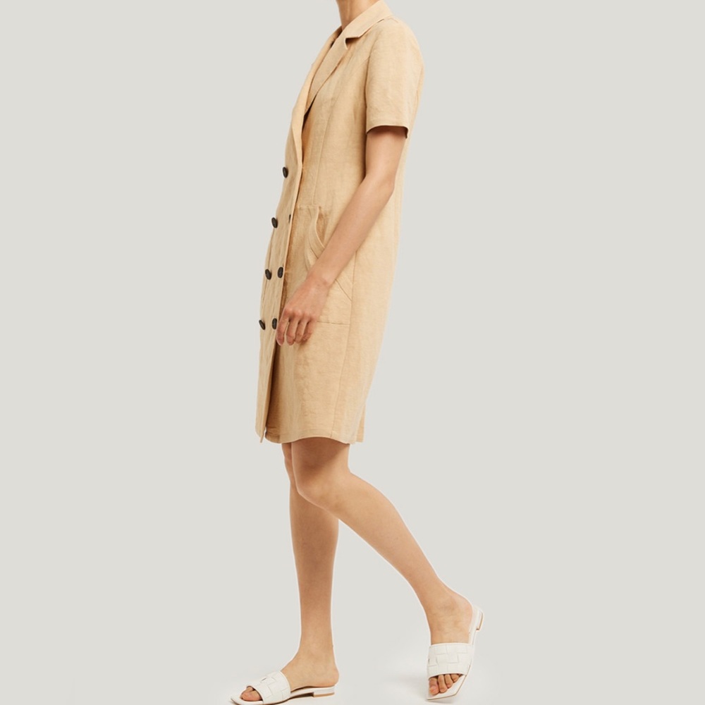 BRAND NEW with tag: Gentle Herd short sleeve blazer dress. Color: oatmeal, small - Picture 2 of 10